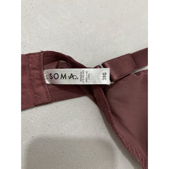 Soma Sensuous Lace Unlined Dusty Pink UnderWired Bra Sexy Comfort Size 38G - Picture 8 of 9